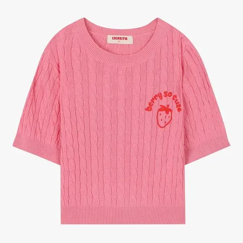 [ 롯데백화점 ][코코리따]꽈배기 반팔 스웨터티셔츠CEKA24SE7