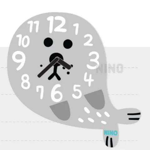 니노타임 벽시계 탁상 무소음 키즈 경량 아이방 물개 대