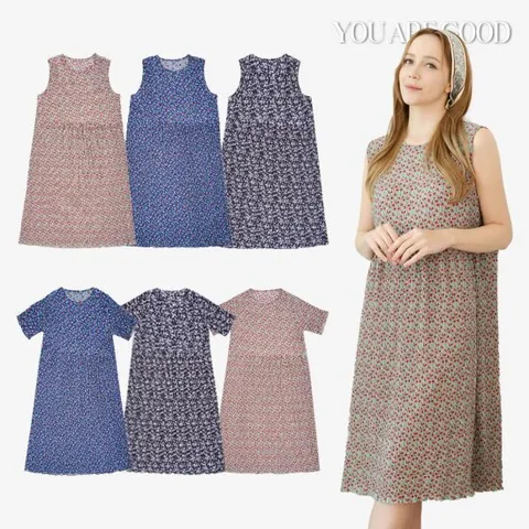 유아굿 여성 핫썸머 플라워 플리츠 여름 원피스 3종 (반팔or민소매 택1)