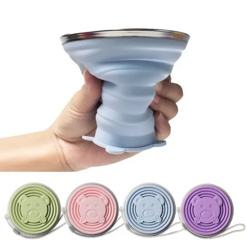 픽시 2세트 접이식 컵홀더 실리콘 휴대용컵 캠핑컵