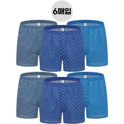 남자 순면 100% 트렁크 사각 박서 팬티 6매입(3+3) 팬티선물