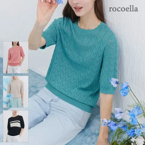 로코엘라 메이안 썸머 인견 블렌디드 스카시 여성 니트 4종택1