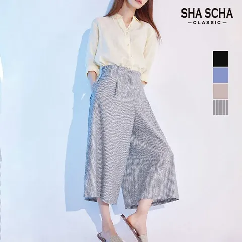 [홈쇼핑인기]샤샤 린넨코튼 슬림 와이드 큐롯팬츠 1종