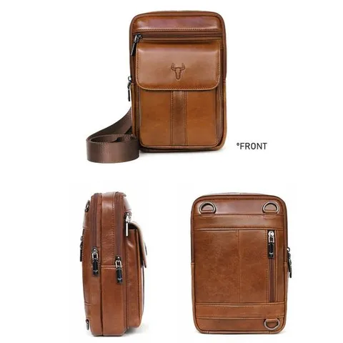 미니 크로스 남성 핸드폰 가방 고급 가죽 지퍼 포켓
