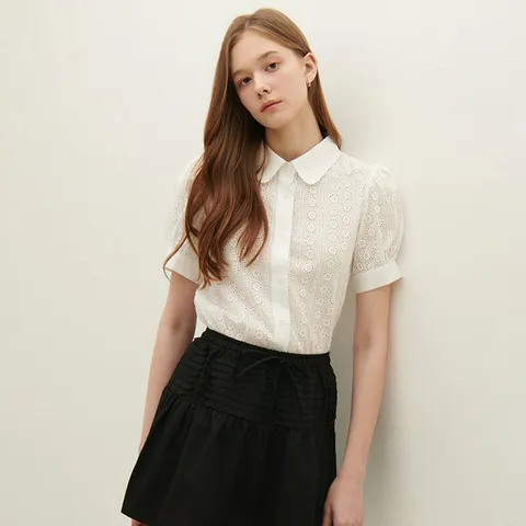 [SATIN] 아일렛 블라우스 O252T202