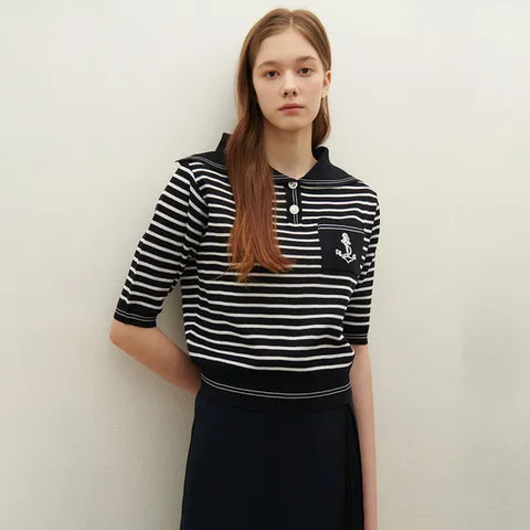 [SATIN] 세일러 카라 스프라이트 니트 O252T908