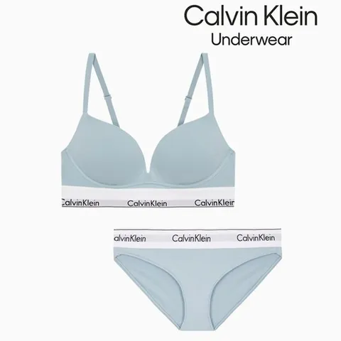 [ AK백화점 ][캘빈클라인 언더웨어] 아이콘 코튼모달 푸쉬업 브라 팬티 세트 QF7623-F3787-SRB