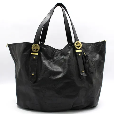 (명품) 멀버리 HH7629 블랙 레더 금장 빅 쇼퍼