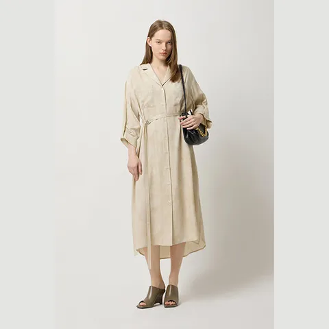 [시슬리] 플레르 벨티드 셔츠 원피스_SAOP07511BG