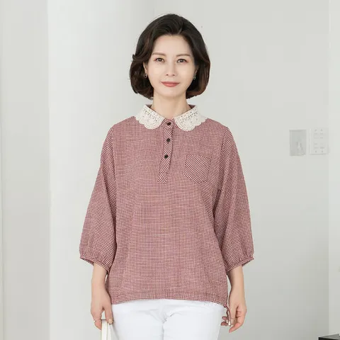 엄마옷 마담4060 레이스카라반오픈블라우스 마담옷 -ZBL2503061-