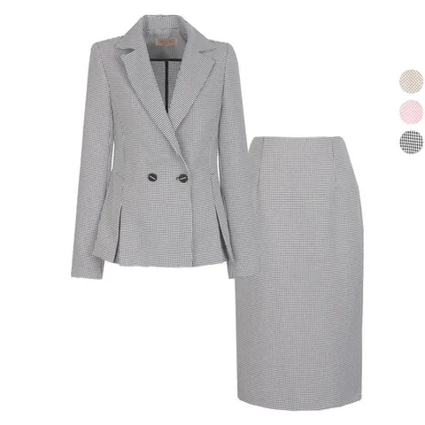 SET 여성i 잔체크 봄여름 정장 자켓+스커트 세트