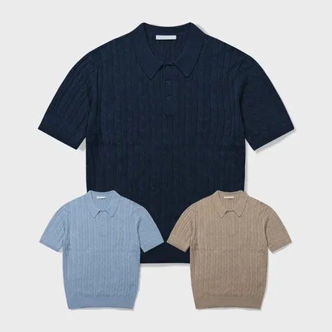 [화이트빌딩]남자반팔니트 남성 여름니트 머슬핏 반팔 카라티 빅