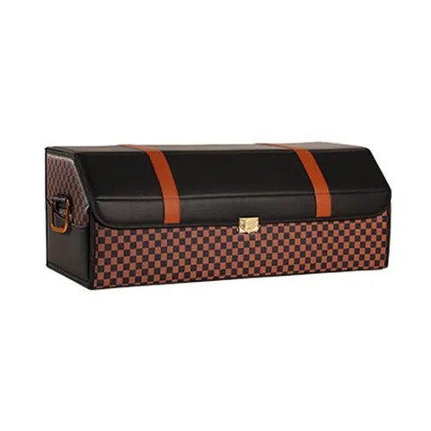 체커보드 가죽 트렁크 분리수납 정리함 대형