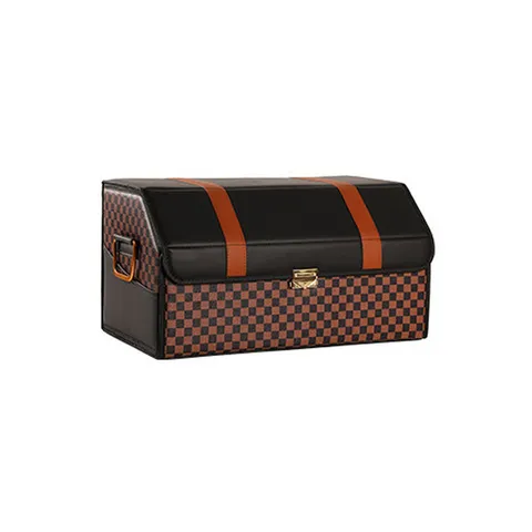 체커보드 가죽 트렁크 분리수납 정리함 중형