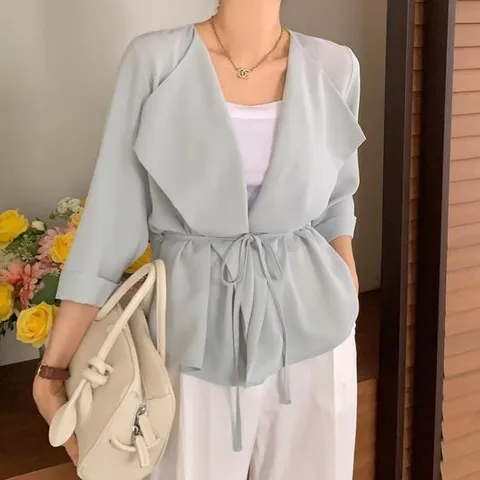 [다잇템]여자 웨딩 오피스룩 세일러카라 비침 가디건