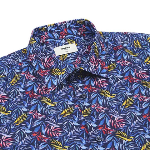 [ 현대백화점 ][레노마셔츠] RPSSL1-176NY 얇고 가볍고 시원한 프레쉬 리프 프린트 남방[밑단일자]