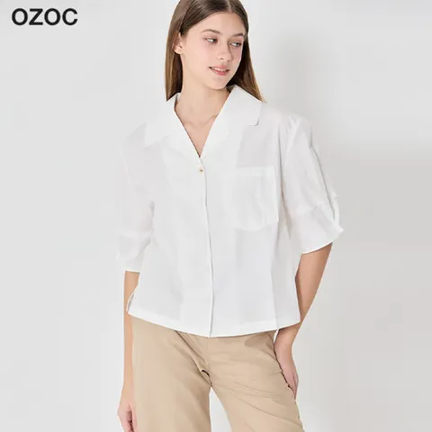 오조크 볼륨 카라 블라우스