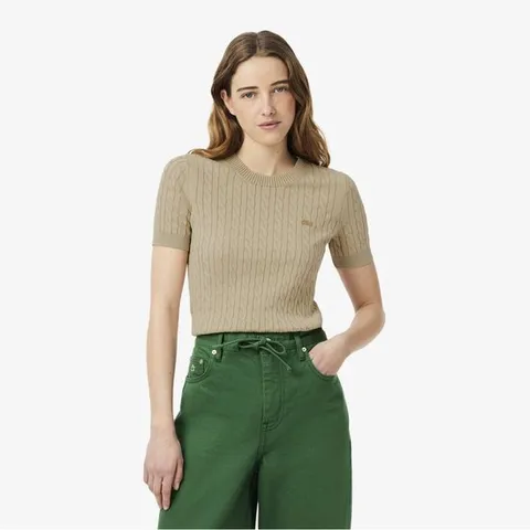 라코스테 공식 여성 가먼트 다잉 케이블 반팔 스웨터 AF9277-55G 02S