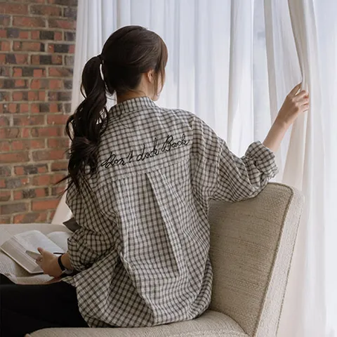 [저스트원] 룩앤미 뒷자수 체크셔츠