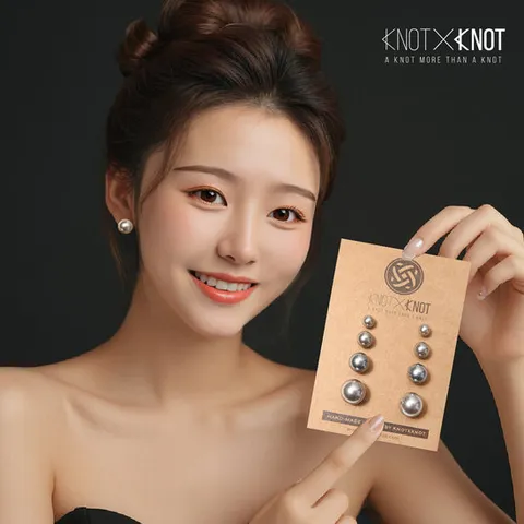 [KNOTXKNOT] 특별한 날 돋보이는 6-12mm 실버 925 은침 흑진주 귀걸이 풀구성 세트