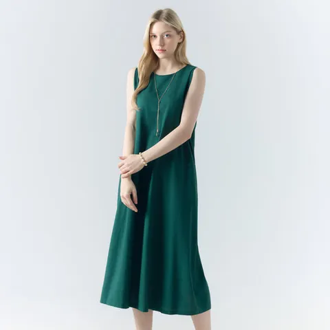 [더핸드메이드]린넨 슬리브리스 롱 원피스