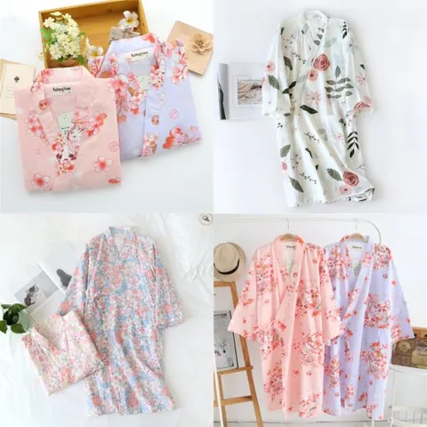 사우나 호텔 여행 잠옷 골프 사계절 샤워가운 골프장 여성 여름 라운지 얇은 샤워 비치 라운지로브 수면가운 피치기모 랩가운 유카타잠옷