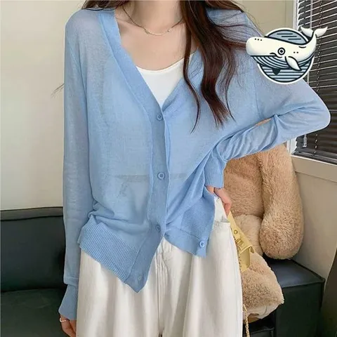 여름 시스루 카디건 편안한 비치웨어 레이어드