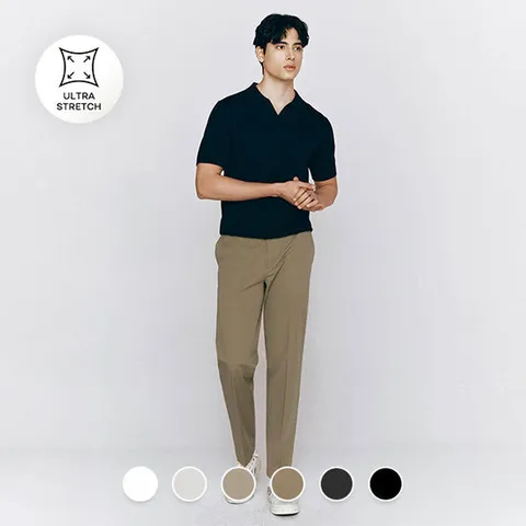 [ 롯데백화점 ][지오다노] 남성 여름 테이퍼드핏 사방스판 히든밴딩 치노 팬츠 면바지 115526