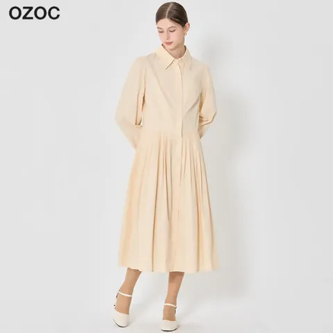 오조크 메리 플리츠 셔츠 원피스