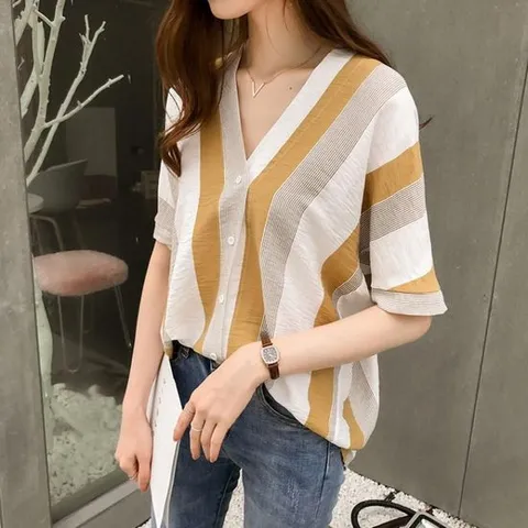 (CESS) 1720 브이넥 숙 3 롱블라우스 숙 숙 남방 상의