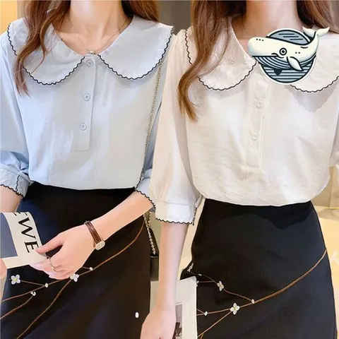 여성 여름 반팔 카라 블라우스 세련된 하객