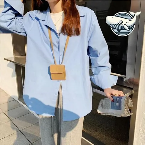 편안한 루즈핏 데일리 셔츠 쿨한 반팔 블루