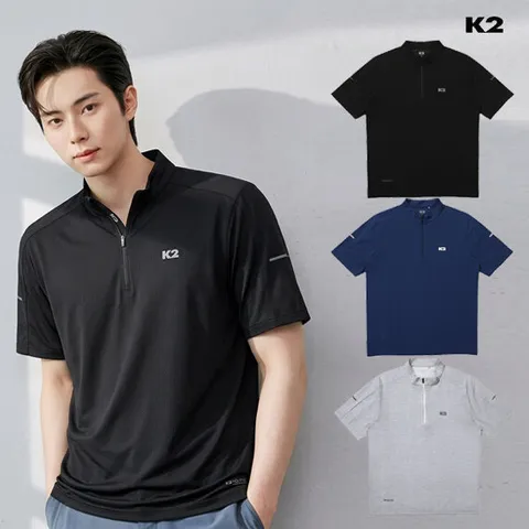 [ 롯데백화점 ][케이투 (행사)][이채민 착용] 남성 홀리텍(HOLITEC) 여름 반팔 집업티셔츠 KMM24213