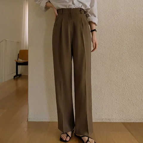 [저스트원] 오피스 핀턱 와이드슬랙스(숏/기본/롱)