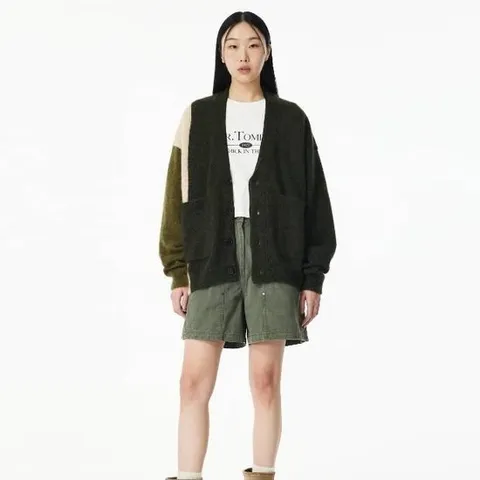 [ 롯데백화점 ]톰보이  Y카라 컬러블럭 가디건(91U5151006)