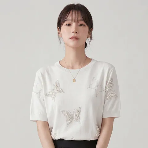 KARRA 진주나비반팔니트_A5S0679