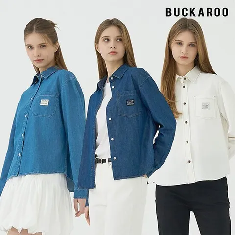 버커루 여성 크롭 데님 셔츠 2종 세트