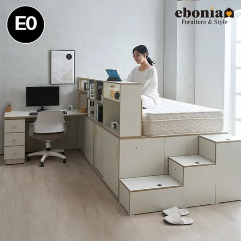 이노 파티션 슬라이딩 빅수납 슈퍼싱글 침대 책상형1500 프레임 매트제외 공간분리 칸막이 서랍책상 중학생 고등학생 대학생 고시생 자취 멀티형 책상침대