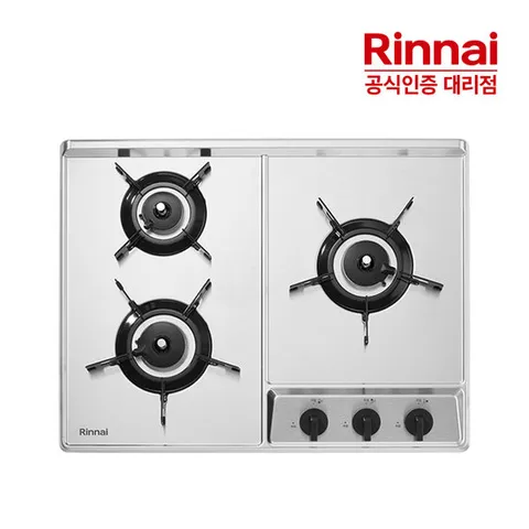 [전국설치]린나이 고화력 3구 빌트인 가스쿡탑 INBS301DJ 실버 가스레인지 2025년형 GS