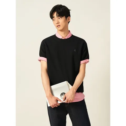 [빈폴멘] 강연 밀리노 라운드 스 티셔츠  블랙 (BC5442C385)