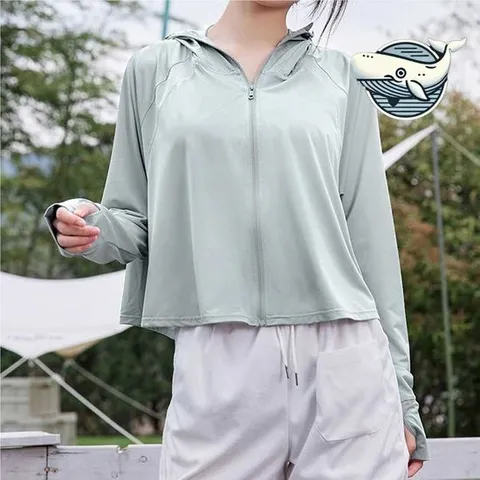 여름 차가운 후드 크롭 바람막이 아웃도어 여성점퍼