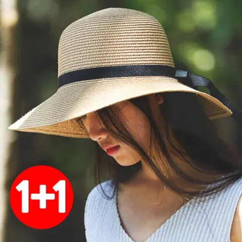 1개+1개 여성 여름 밀짚모자 밀집모자 자외선차단 라피아햇 버킷햇 벙거지모자 골프 등산 데일리 바캉스 휴양지 라탄모자 비치 왕골모자 썬캡