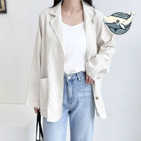 데일리 린넨 자켓 여름 오버핏 더블포켓 아우터 여성재킷