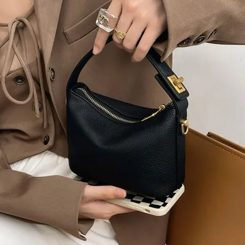 여성 미니 토트백 버클 장식 가벼운 손가방 크로스 끈