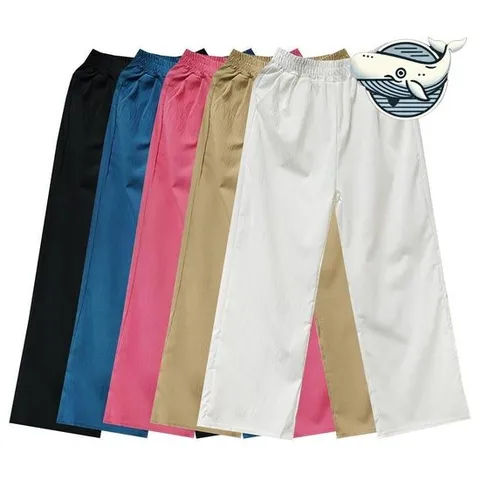 데일리룩 편안한 남자 와이드 면팬츠 여름용 통기성 바지