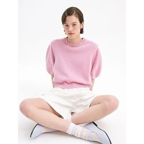 [ 현대백화점 ]올리브데올리브 (OH4MP484) 면부클 반팔 니트