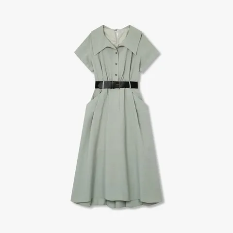 [ 롯데백화점 ]보브  (7195237100) 벨티드 밴딩 폴리 셔츠 원피스