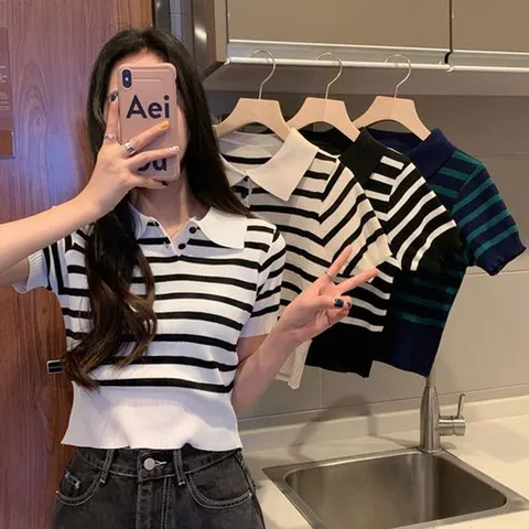 세일러니트 H ag 프릴 여자 골지 자수 데일