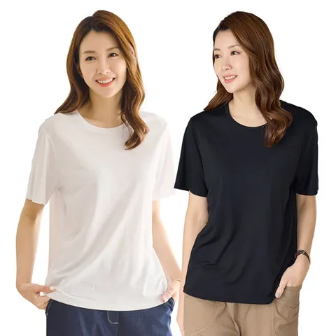 이브바바 여성 여름 기능성 쿨 인견 스판 반팔 라운드 티셔츠