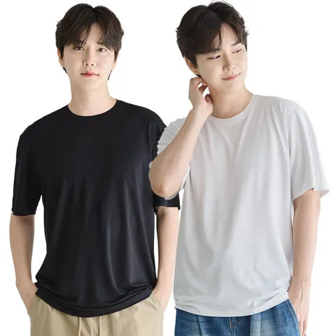 이브바바 남성 여름 기능성 쿨 인견 스판 반팔 라운드 티셔츠